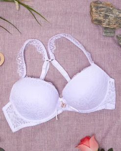 Codzienne^Royalfashion Damski biustonosz z koronką w kolorze m biały