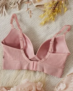 Codzienne^Royalfashion Damski biustonosz prążkowany różowy