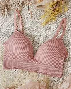 Codzienne^Royalfashion Damski biustonosz prążkowany różowy