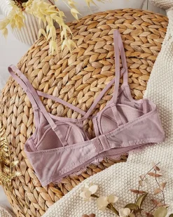 Codzienne^Royalfashion Damski biustonosz z ozdobnymi paseczkami fioletowy