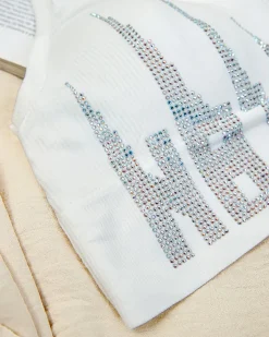 Sportowe^Royalfashion Damski biustonosz sportowy z cyrkoniami biały