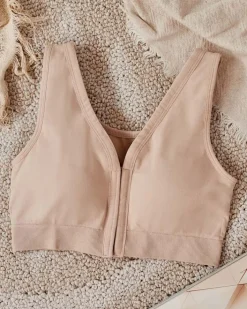 Sportowe^Royalfashion Damski biustonosz sportowy beżowy