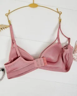 Codzienne^Royalfashion Damski biustonosz z ozdobnymi paseczkami różowy