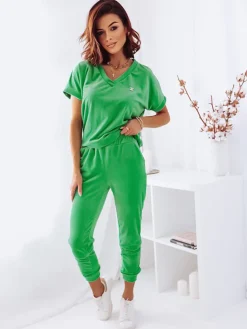 Komplety Damskie|Bluzki / Koszule / Koszulki^Royalfashion Damski komplet a'la welurowy zielony