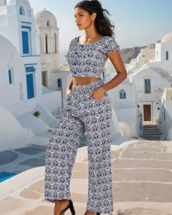 Komplety Damskie|Bluzki / Koszule / Koszulki^Royalfashion Damski komplet z tkaniny Wielokolorowe