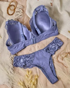 Komplety Bielizny^Royalfashion Damski komplet bielizny z koronką fioletowy