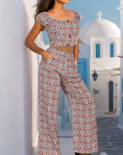 Komplety Damskie|Bluzki / Koszule / Koszulki^Royalfashion Damski komplet z tkaniny Wielokolorowe