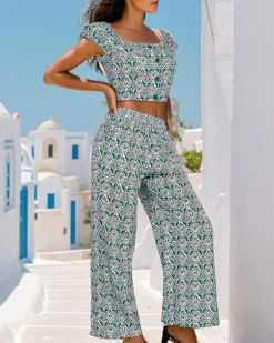 Komplety Damskie|Bluzki / Koszule / Koszulki^Royalfashion Damski komplet z tkaniny Wielokolorowe