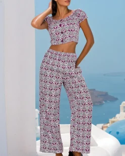 Komplety Damskie|Bluzki / Koszule / Koszulki^Royalfashion Damski komplet z tkaniny Wielokolorowe