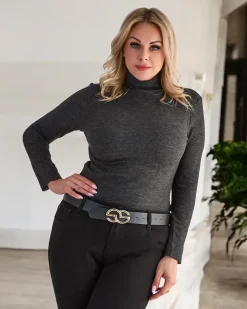 Plus Size|Swetry^Royalfashion Damski sweter typu półgolf w kolorze m czarny