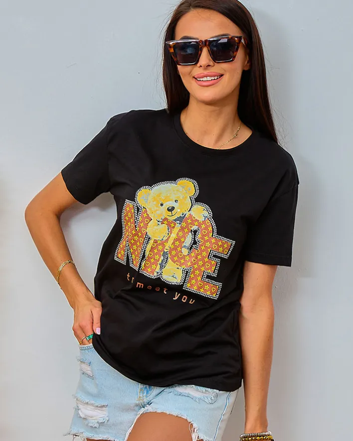Bluzki / Koszule / Koszulki^Royalfashion Damski t-shirt z nadrukiem czarny