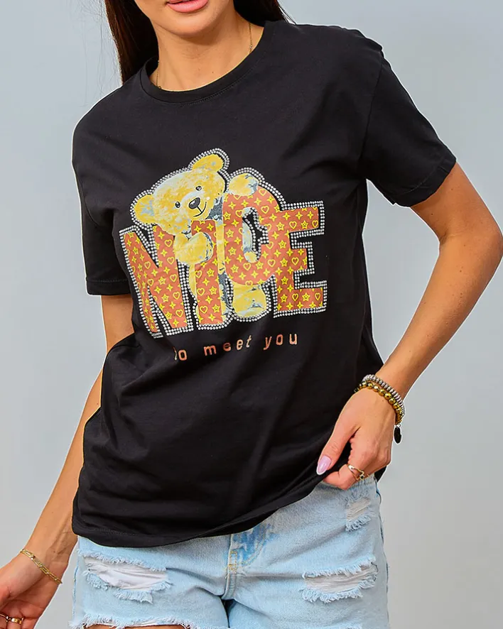 Bluzki / Koszule / Koszulki^Royalfashion Damski t-shirt z nadrukiem czarny