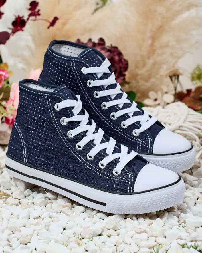 Trampki^Royalfashion Damskie ażurowe trampki Nimm Ecru