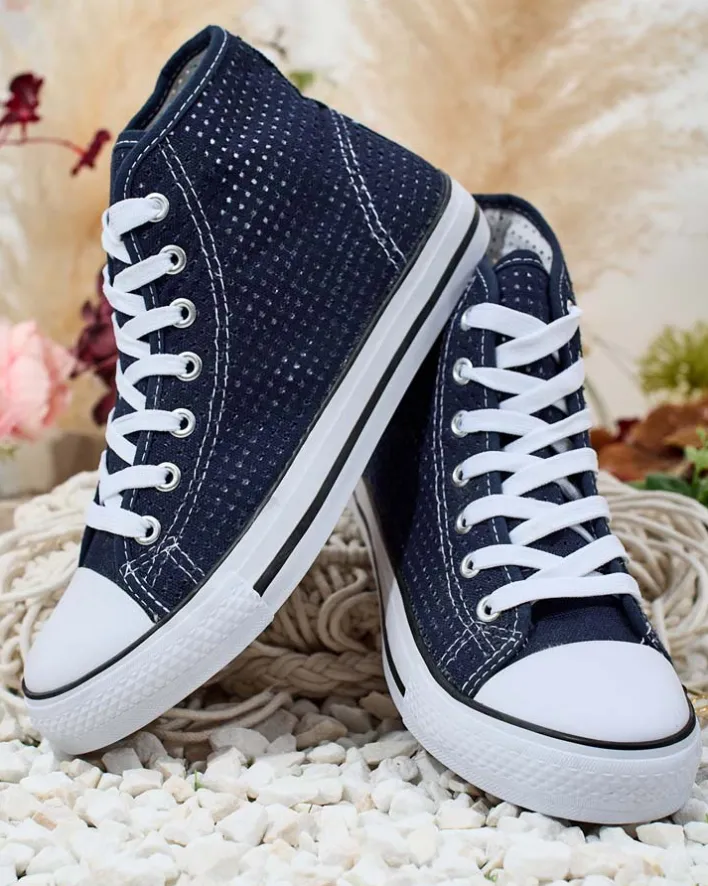 Trampki^Royalfashion Damskie ażurowe trampki Nimm Ecru