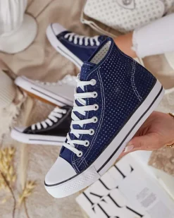 Trampki^Royalfashion Damskie ażurowe trampki Nimm Ecru