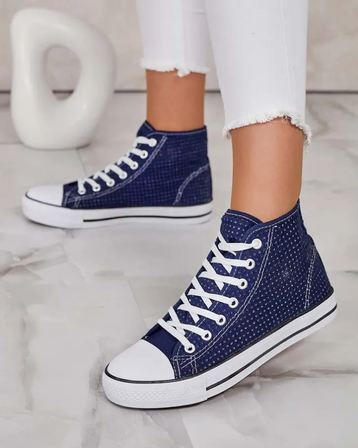 Trampki^Royalfashion Damskie ażurowe trampki Nimm Ecru