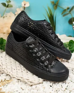 Trampki^Royalfashion Damskie ażurowe trampki Navet czarny