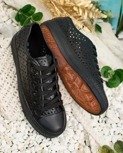 Trampki^Royalfashion Damskie ażurowe trampki Navet czarny