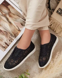 Trampki^Royalfashion Damskie ażurowe tenisówki Nurram czarny