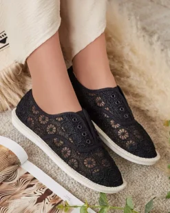 Trampki^Royalfashion Damskie ażurowe tenisówki Nurram czarny