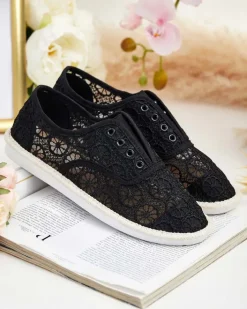 Trampki^Royalfashion Damskie ażurowe tenisówki Nurram czarny