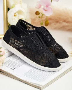 Trampki^Royalfashion Damskie ażurowe tenisówki Nurram czarny