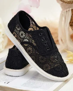 Trampki^Royalfashion Damskie ażurowe tenisówki Nurram czarny