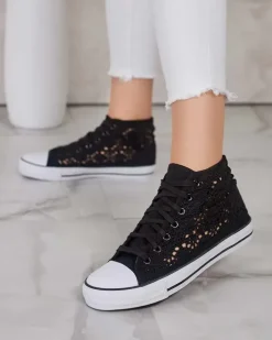 Trampki^Royalfashion Damskie ażurowe trampki Nictz czarny