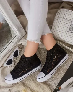 Trampki^Royalfashion Damskie ażurowe trampki Nictz czarny
