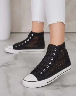 Trampki^Royalfashion Damskie ażurowe trampki Nizzef czarny
