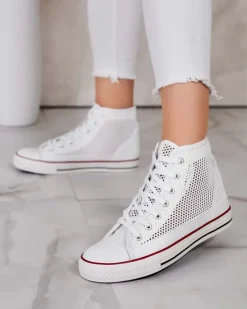 Trampki^Royalfashion Damskie ażurowe trampki Nizzef biały