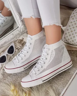 Trampki^Royalfashion Damskie ażurowe trampki Nizzef biały