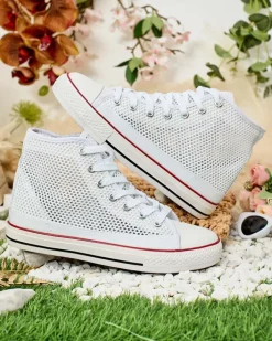 Trampki^Royalfashion Damskie ażurowe trampki Nizzef biały