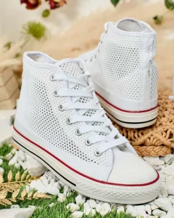 Trampki^Royalfashion Damskie ażurowe trampki Nizzef biały