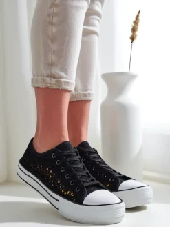 Trampki^Royalfashion Damskie ażurowe trampki Nizzet czarny