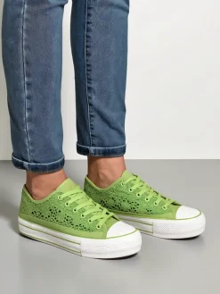 Trampki^Royalfashion Damskie ażurowe trampki Nizzet zielony