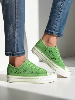 Trampki^Royalfashion Damskie ażurowe trampki Nizzet zielony