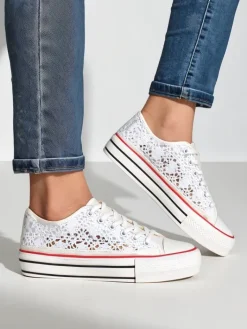 Trampki^Royalfashion Damskie ażurowe trampki Nizzet biały