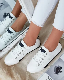 Trampki|Sneakersy^Royalfashion Damskie ażurowe tenisówki Murras biały