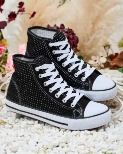 Trampki^Royalfashion Damskie ażurowe trampki Nimm czarny