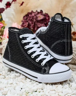 Trampki^Royalfashion Damskie ażurowe trampki Nimm czarny