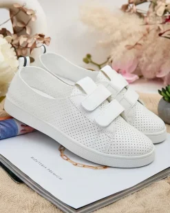 Trampki^Royalfashion Damskie ażurowe tenisówki Raffer biały