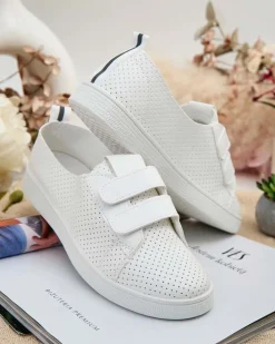 Trampki^Royalfashion Damskie ażurowe tenisówki Raffer biały