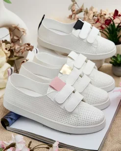 Trampki^Royalfashion Damskie ażurowe tenisówki Raffer biały