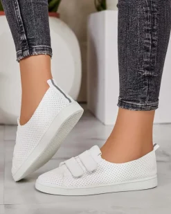 Trampki^Royalfashion Damskie ażurowe tenisówki Raffer biały