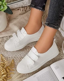 Trampki^Royalfashion Damskie ażurowe tenisówki Raffer biały