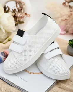 Trampki^Royalfashion Damskie ażurowe tenisówki Raffer biały