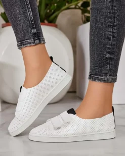 Trampki^Royalfashion Damskie ażurowe tenisówki Raffer biały