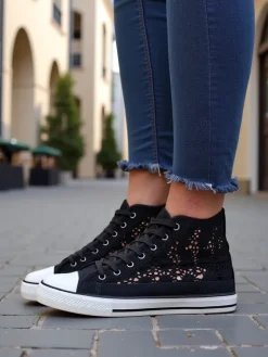 Trampki^Royalfashion Damskie ażurowe trampki Limme czarny