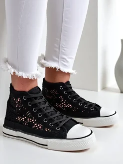 Trampki^Royalfashion Damskie ażurowe trampki Limme czarny